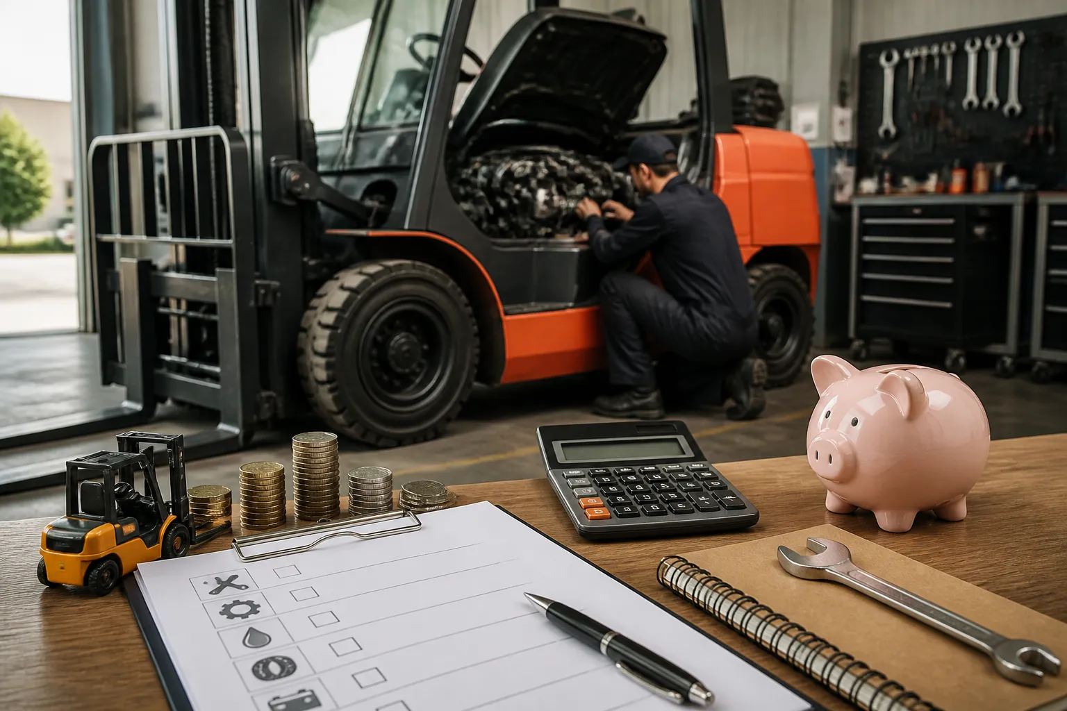 Tehnician care evalueaza costurile de service stivuitoare si bugetul de mentenanta